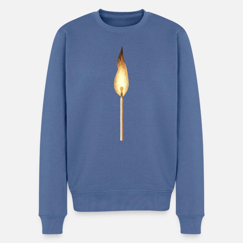 Polyart allumette en feu - Pull Premium bio Homme - bleu pigeon