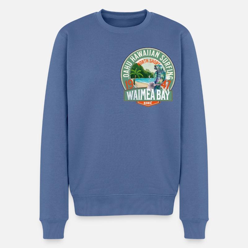 Oahu hawaiianisches Surfen - Männer Premium Bio Pullover - Taubenblau