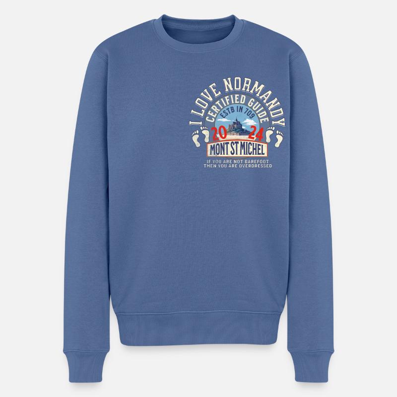 Ich liebe die Normandie und den Berg St. Michel - Männer Premium Bio Pullover - Taubenblau