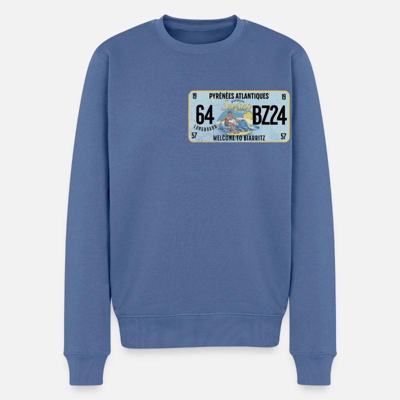 Willkommen in Biarritz - Männer Premium Bio Pullover - Taubenblau