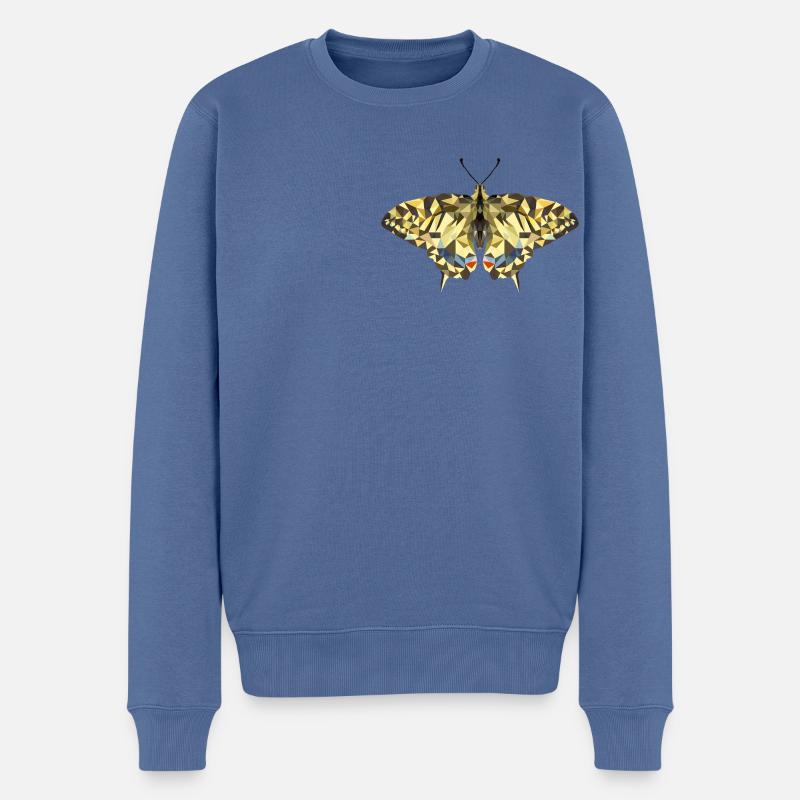 Polygon Schmetterling – Geometrisch Butterfly - Männer Premium Bio Pullover - Taubenblau