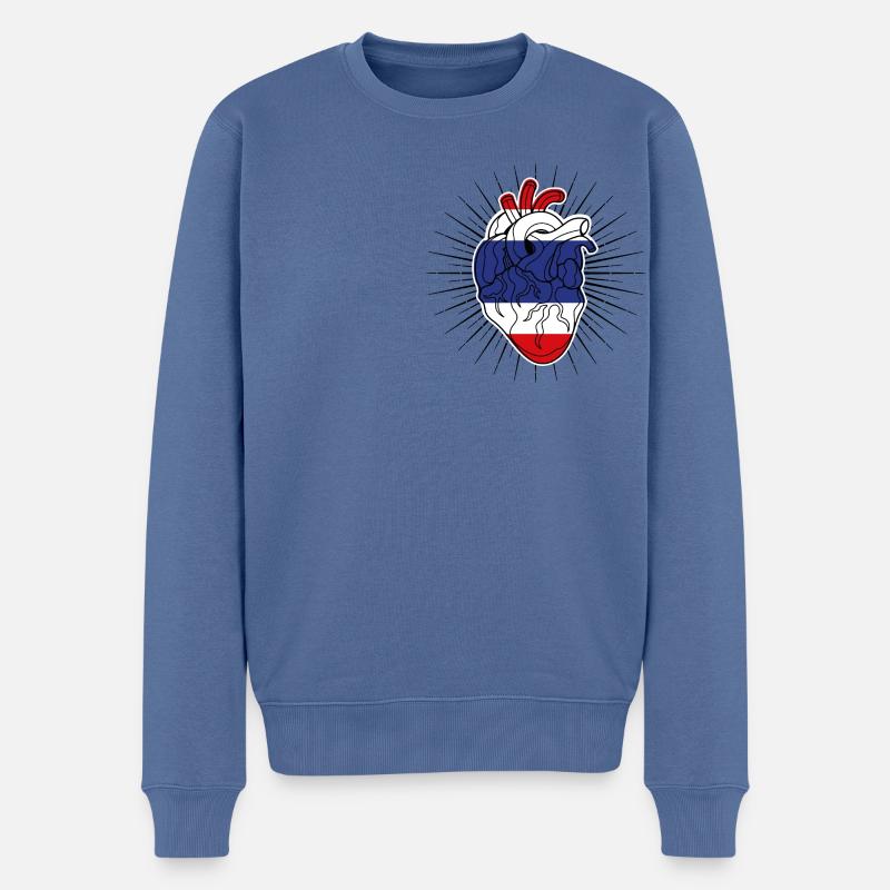 Cœur drapeau de la Thaïlande - Pull Premium bio Homme - bleu pigeon
