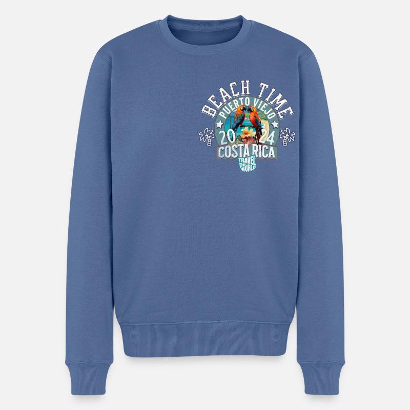 Strandzeit Costa Rica - Männer Premium Bio Pullover - Taubenblau