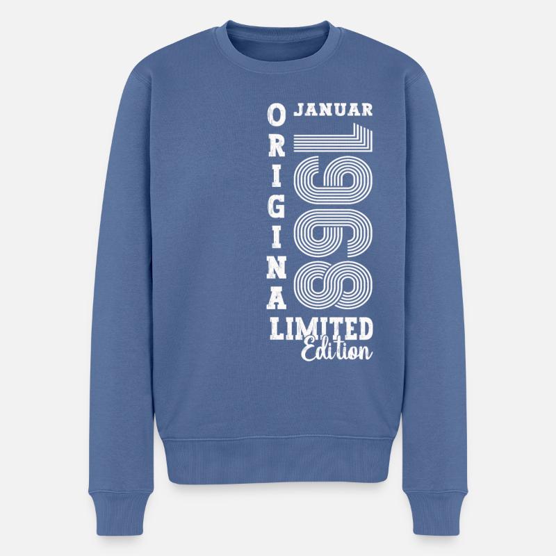 Jahrgang 1968 Januar 55. Geburtstag Geschenk Mann - Männer Premium Bio Pullover - Taubenblau
