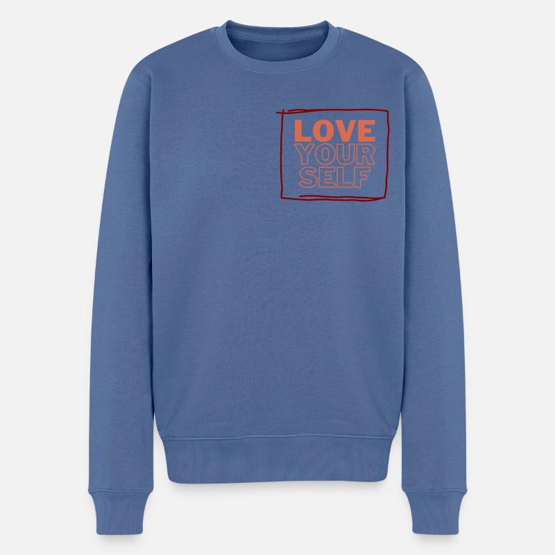 LOVE YOURSELF - Männer Premium Bio Pullover - Taubenblau