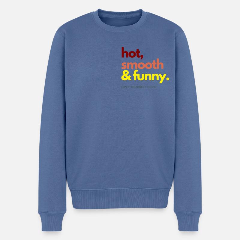 HOT SMOOTH & FUNNY - Männer Premium Bio Pullover - Taubenblau