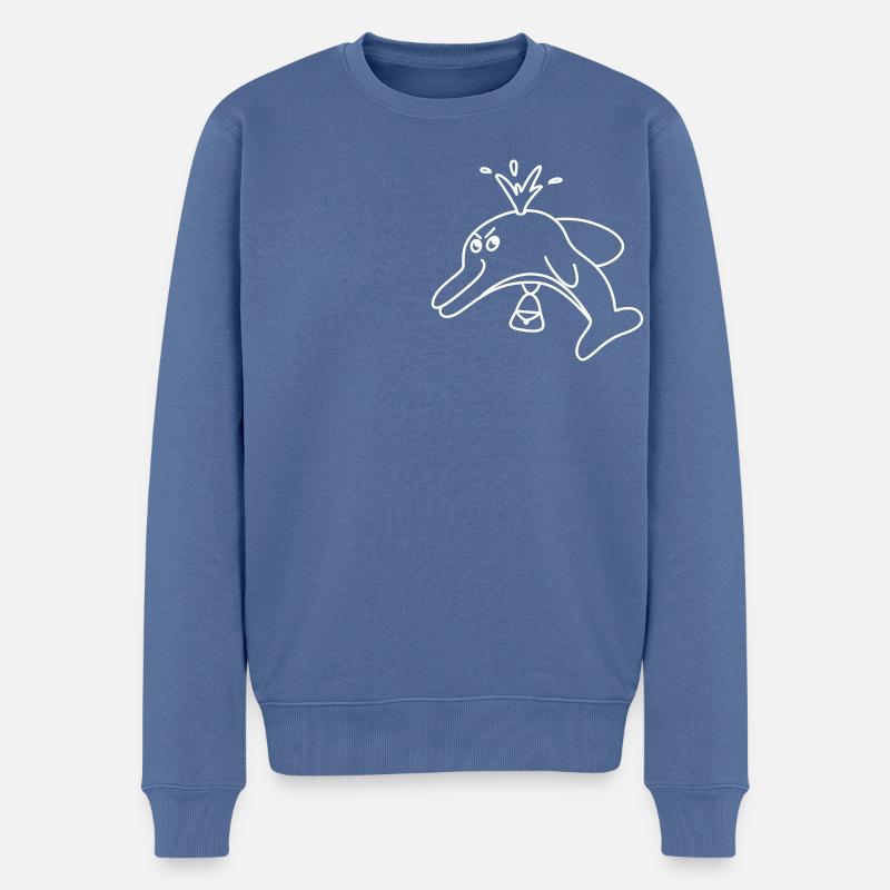 Anti-Zoo Eight Blanc - Pull Premium bio Homme - bleu pigeon