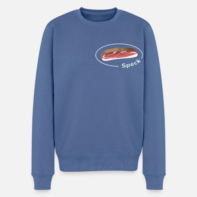 Speck mit Schrift - Männer Premium Bio Pullover - Taubenblau