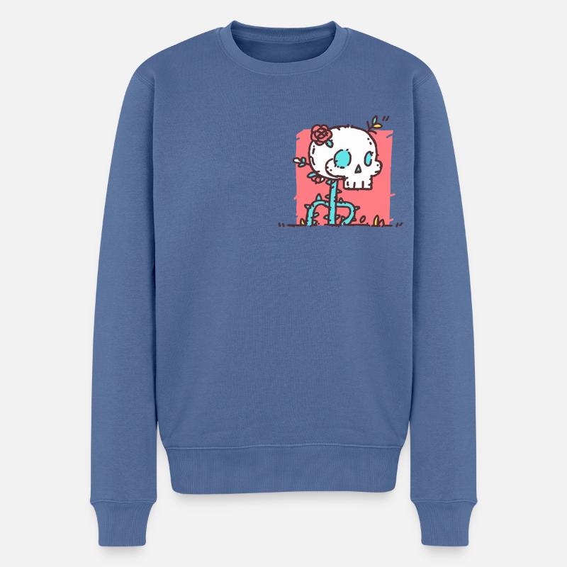 tête de mort skull squelette rose macabre - Pull Premium bio Homme - bleu pigeon