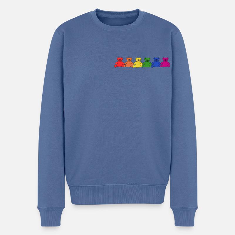 Regenbogen Teddys - Männer Premium Bio Pullover - Taubenblau