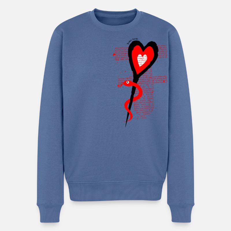 Medizinisches Herz - Männer Premium Bio Pullover - Taubenblau