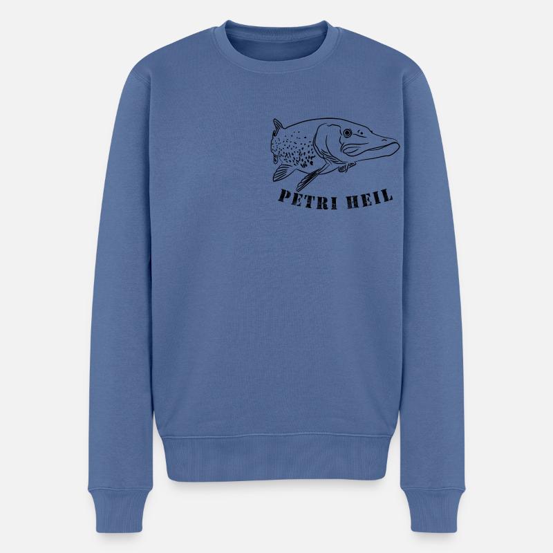 Hecht - Männer Premium Bio Pullover - Taubenblau