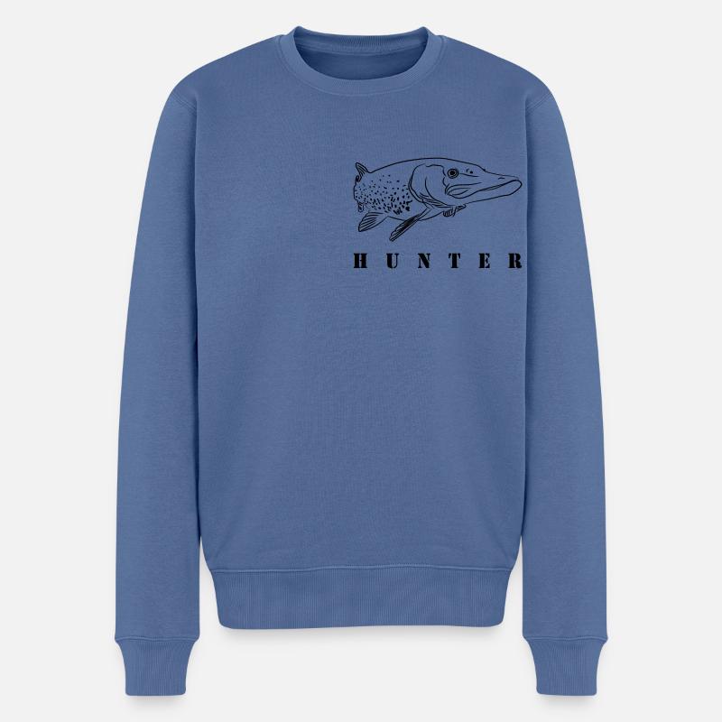 Hecht - Männer Premium Bio Pullover - Taubenblau