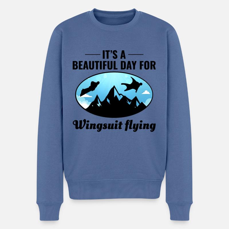 Wingsuit volant Base Jumping Parachutisme Wingsuit - Pull Premium bio Homme - bleu pigeon
