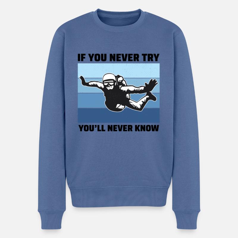Parachutisme parachutiste parachutisme parachutisme Motivation - Pull Premium bio Homme - bleu pigeon