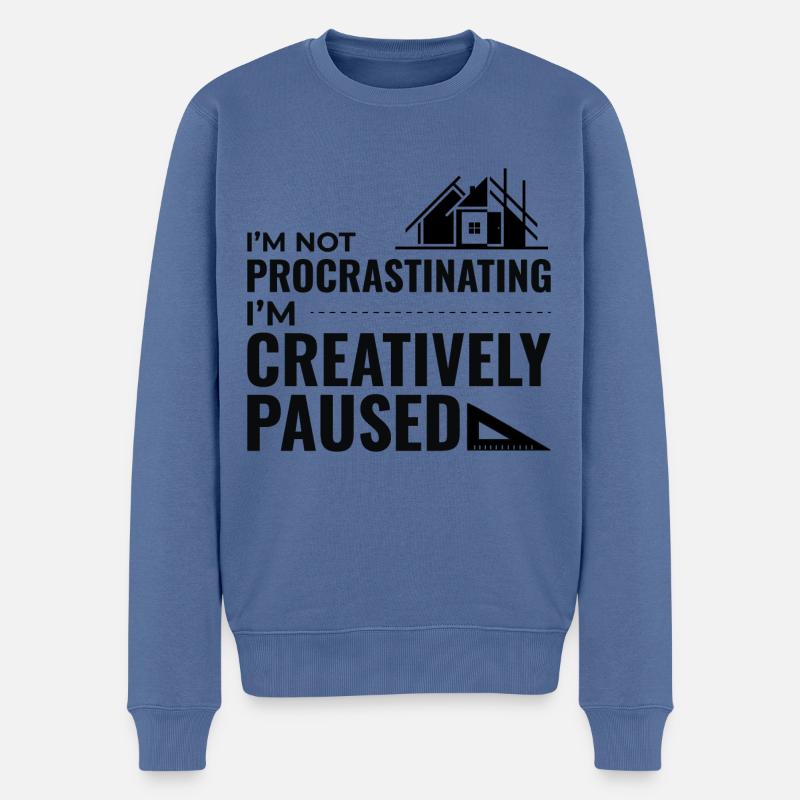 Architectes Construction Créativité Procrastination - Pull Premium bio Homme - bleu pigeon