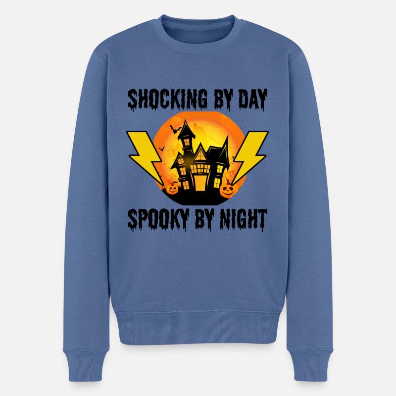 Électricien Halloween : Choquant le jour - Pull Premium bio Homme - bleu pigeon