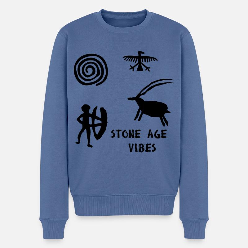 stone age vibes schwarz - Männer Premium Bio Pullover - Taubenblau