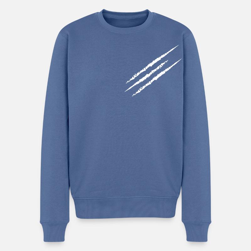 Lignes blanches - Pull Premium bio Homme - bleu pigeon