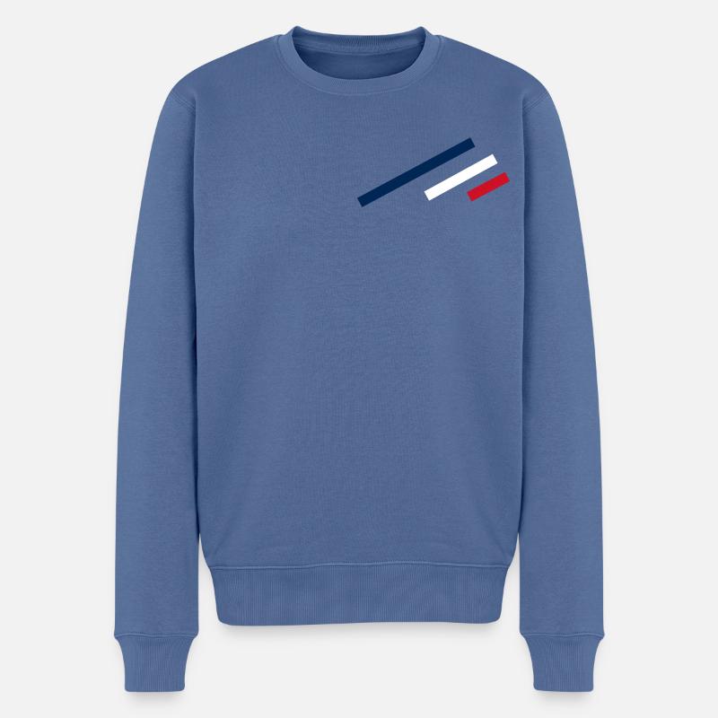 Frankreich Streifen - Männer Premium Bio Pullover - Taubenblau