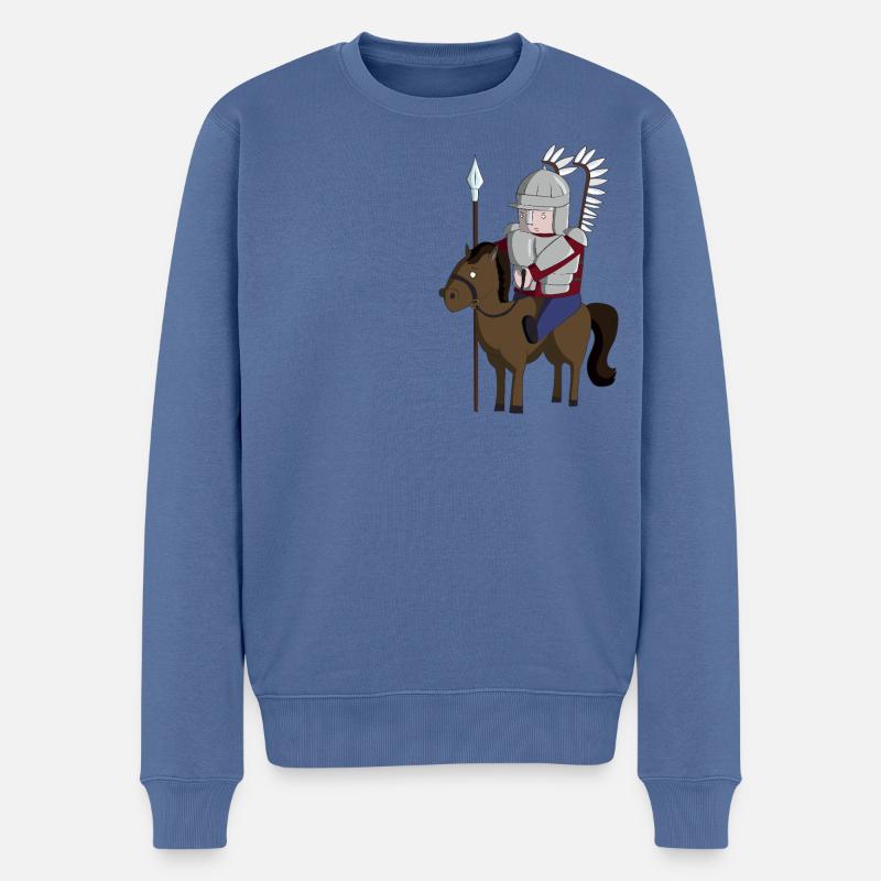 Geflügelter Husar - Männer Premium Bio Pullover - Taubenblau