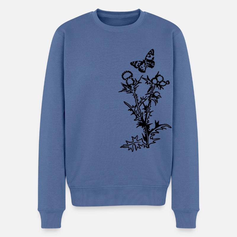 Distel - Design-Farbe wählbar - Männer Premium Bio Pullover - Taubenblau