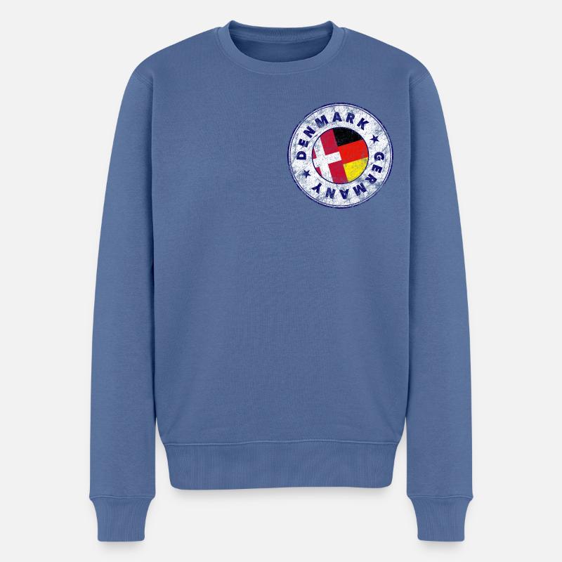 DENMARK GERMANY Stamp - Männer Premium Bio Pullover - Taubenblau