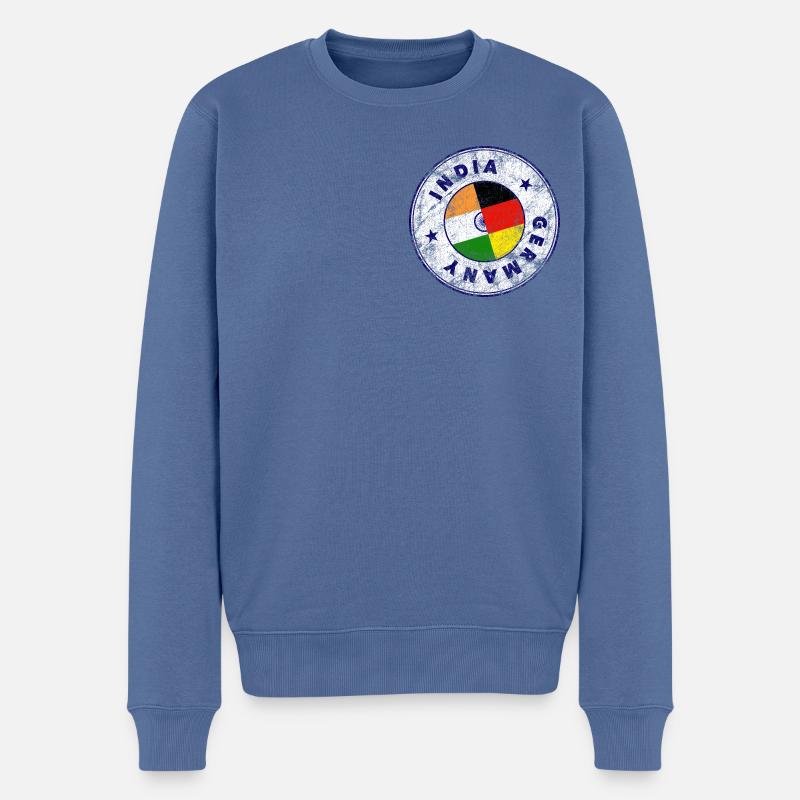 INDIA GERMANY Stamp - Männer Premium Bio Pullover - Taubenblau