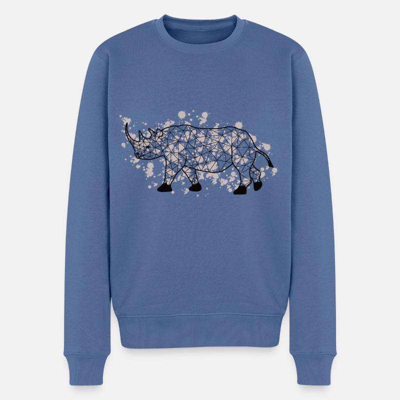 Rhinoo GeomeTRIX bunt - Männer Premium Bio Pullover - Taubenblau