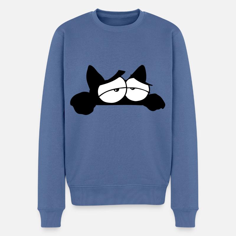 Chat noir 11 - Pull Premium bio Homme - bleu pigeon
