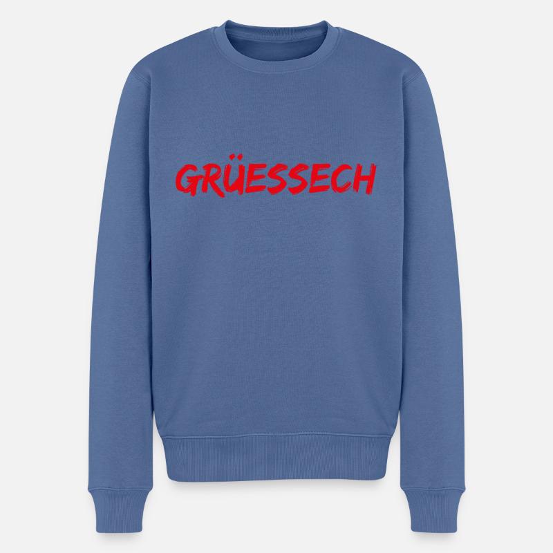 Grüessech Mundart Schweiz - Männer Premium Bio Pullover - Taubenblau
