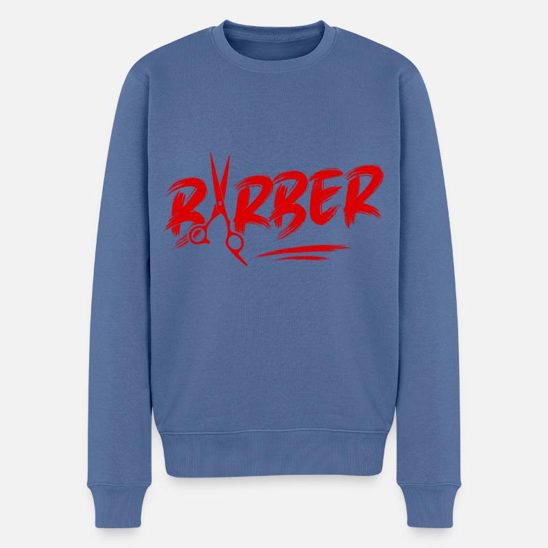 Barber Coiffeur symbole - Pull Premium bio Homme - bleu pigeon