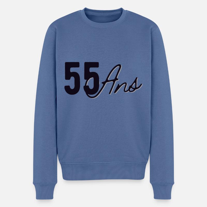 55 Ans - Pull Premium bio Homme - bleu pigeon