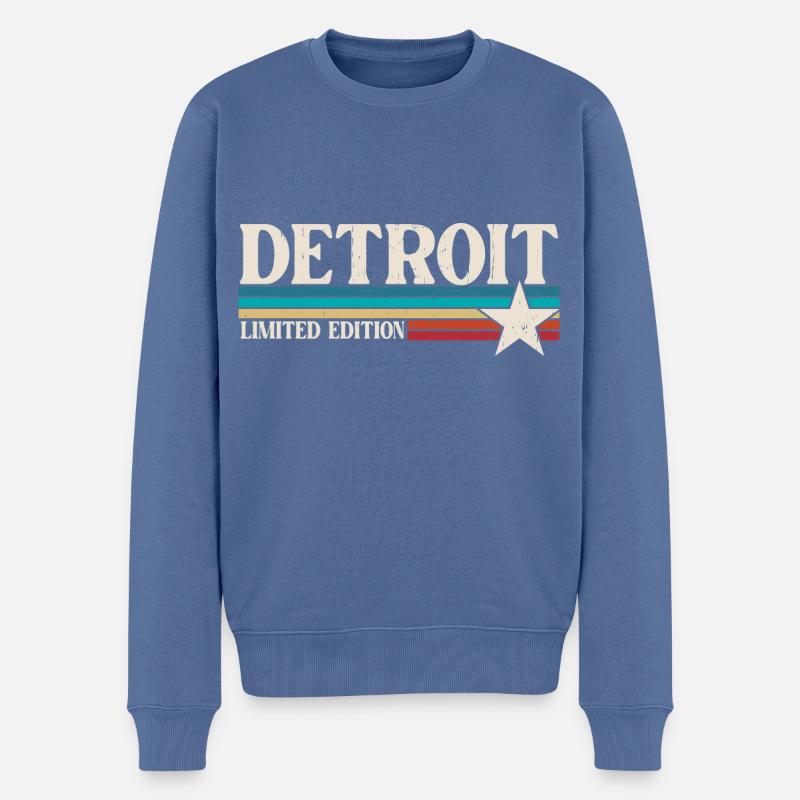 Detroit - Männer Premium Bio Pullover - Taubenblau