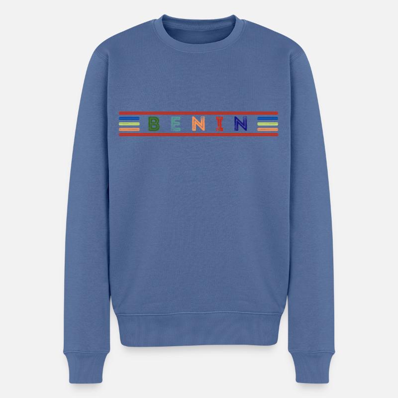 BENIN - Männer Premium Bio Pullover - Taubenblau
