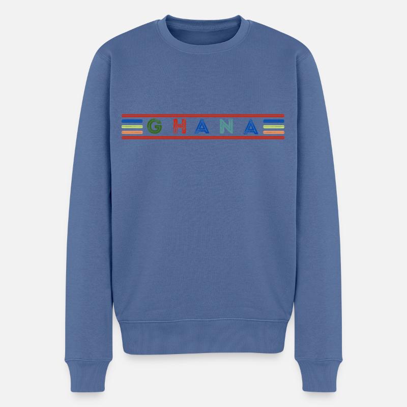 GHANA - Männer Premium Bio Pullover - Taubenblau