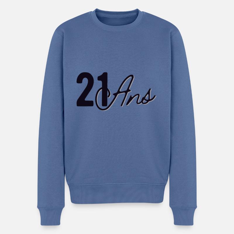 21 Ans - Pull Premium bio Homme - bleu pigeon