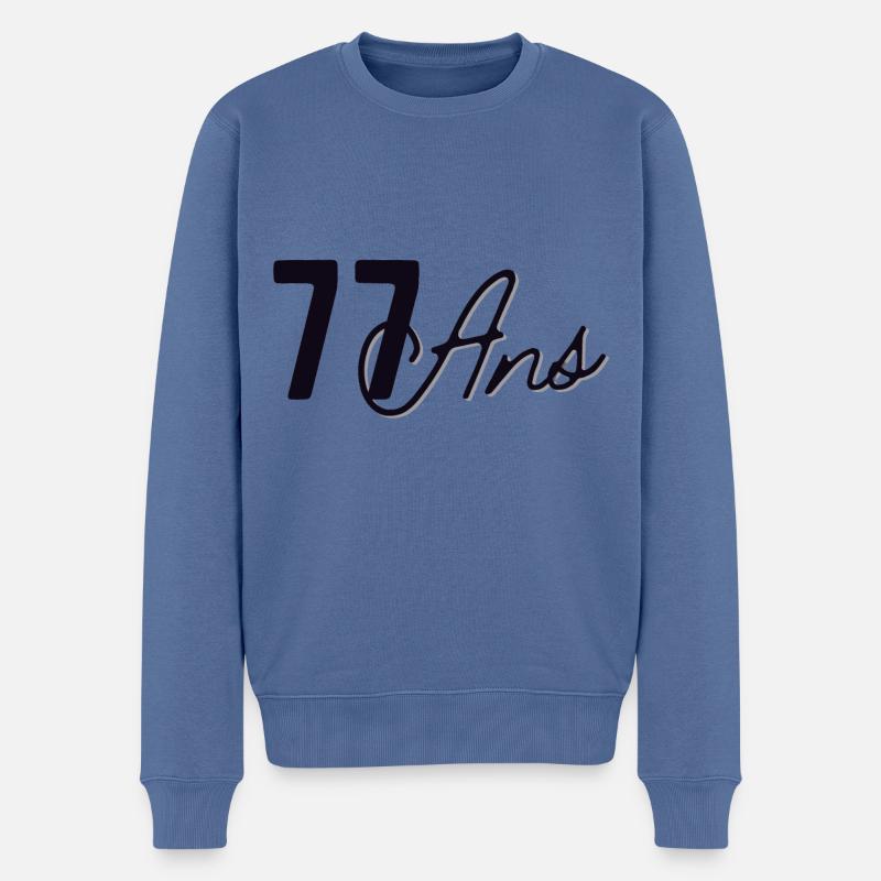 77 Ans - Pull Premium bio Homme - bleu pigeon