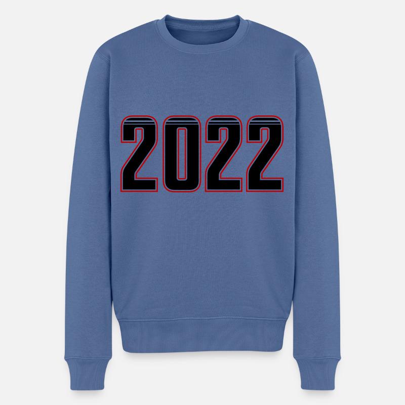2022 Jahr - Männer Premium Bio Pullover - Taubenblau