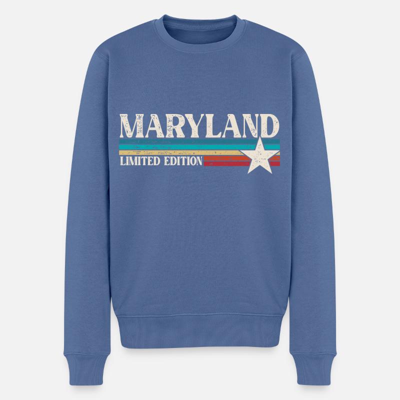 Maryland - Männer Premium Bio Pullover - Taubenblau