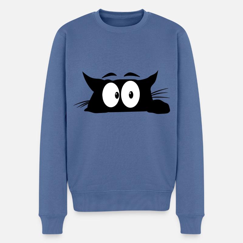 Chat noir 1 chat - Pull Premium bio Homme - bleu pigeon