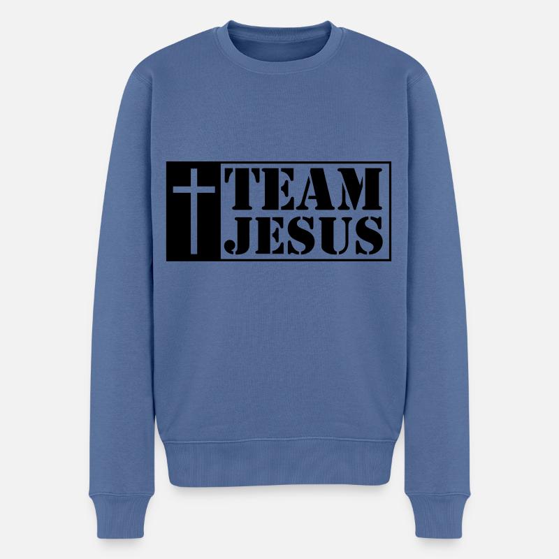 team jesus kreuz - Männer Premium Bio Pullover - Taubenblau