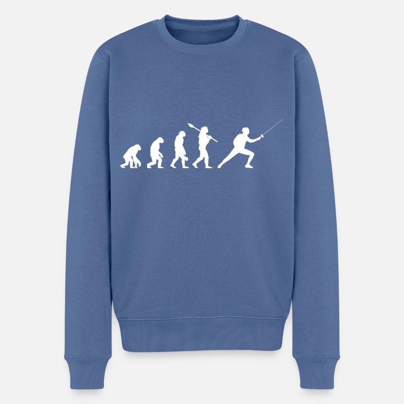 Évolution de l’escrime - Pull Premium bio Homme - bleu pigeon