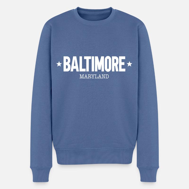 Baltimore - Männer Premium Bio Pullover - Taubenblau