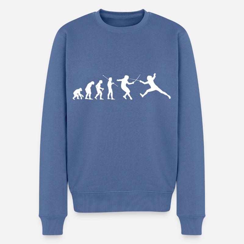 Évolution de l’escrime - Pull Premium bio Homme - bleu pigeon