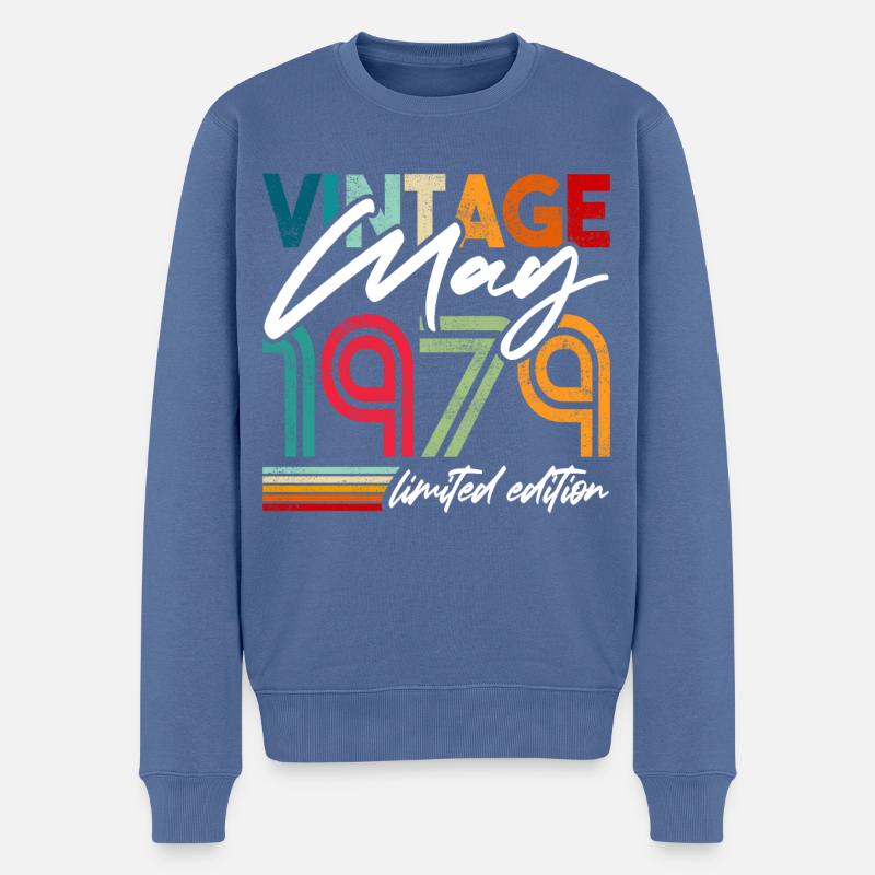 Vintage geboren Mai 1979 Geburtstag Mai 1979 - Männer Premium Bio Pullover - Taubenblau