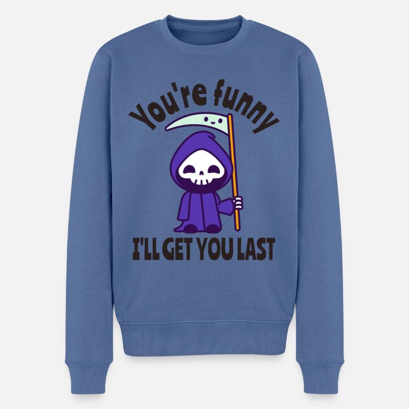 Lustiger Sensenmann Skelett Halloween Kostüm - Männer Premium Bio Pullover - Taubenblau