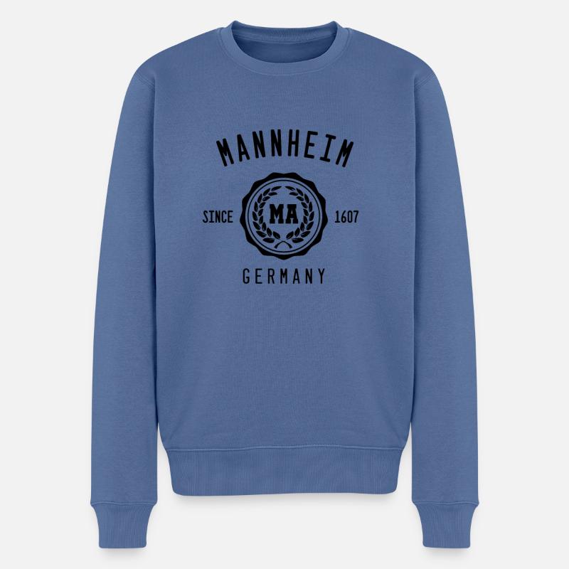 Mannheim - Männer Premium Bio Pullover - Taubenblau