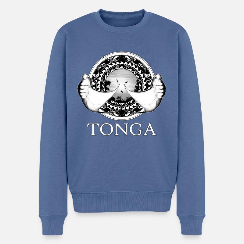 Tonga Mantarochen - Männer Premium Bio Pullover - Taubenblau