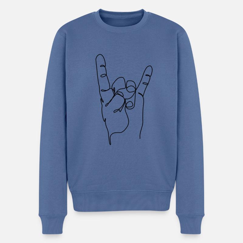 Das Zeichen der Hörner - Männer Premium Bio Pullover - Taubenblau
